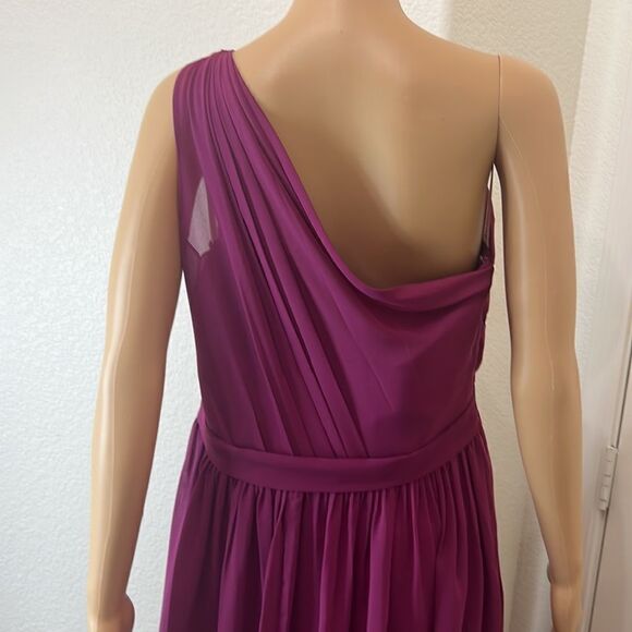 JJ’S House Dress One Shoulder Sheer Lined Magenta Purple Formal Maxi Lined - Picture 7 of 15